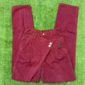 vintage maroon Rocky Mountain Jeans with buffalo nickel crossover fly, size 25